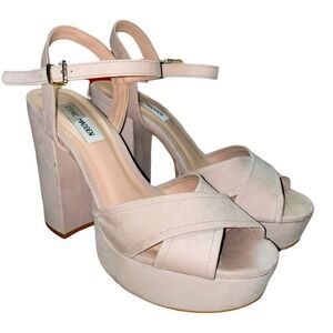 Steve Madden Nessa Nude Nubuck Platform Sandal Heels 8.5M